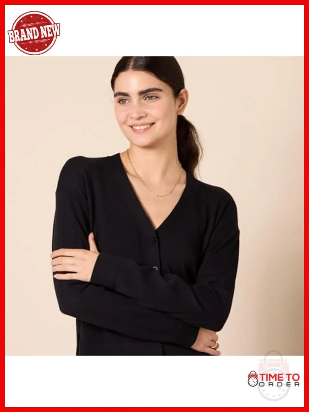 Cotton Blend Lightweight Cropped Relaxed Fit Cardigan with Button Front